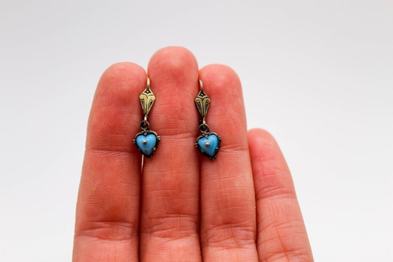 Art Deco Solid Silver Drop Earrings, 925 Turquois… - image 9
