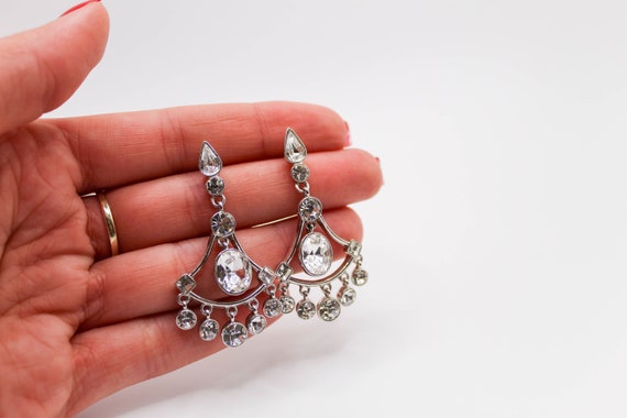 Vintage Givenchy Crystal chandelier Earrings, 198… - image 5