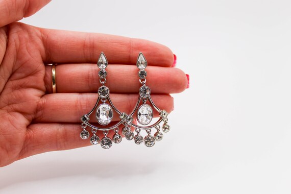 Vintage Givenchy Crystal chandelier Earrings, 198… - image 1
