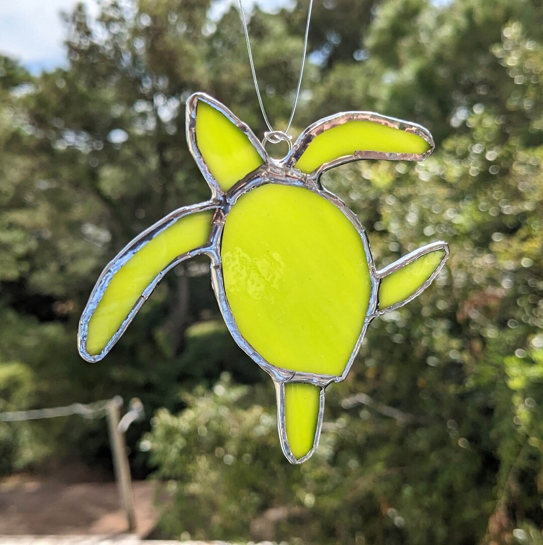 Baby Sea Turtle Stained Glass Turtle Suncatcher Handmade Etsy