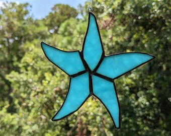 Stained Glass Starfish, Seastar, star fish, Blue starfish, handmade, stain glass