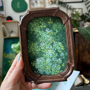 Framed Daisy Gouache Painting: Vintage Floral Still Life Art