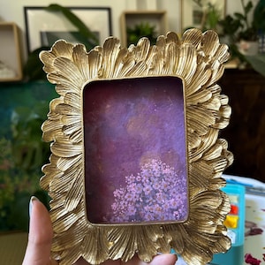 Framed Daisy Gouache Painting: Vintage Floral Still Life Art