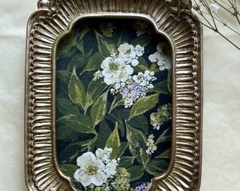 Miniature Gouache Wildflower Painting, Ornate Gold Frame, Botanical Wall Art