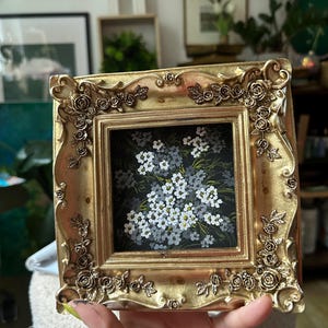 Framed Daisy Gouache Painting: Handmade Vintage Floral Wall Art