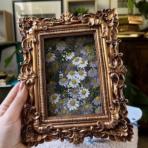 Framed Daisy Gouache Painting: Handmade Floral Cottagecore Art