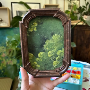 Framed Gouache Floral Painting: Vintage Botanical Wall Art