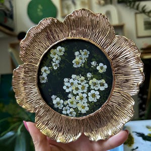 Framed Daisy Gouache Painting: Handmade Vintage Floral Wall Art
