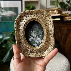 Framed Daisy Gouache Painting: Vintage Floral Still Life Art