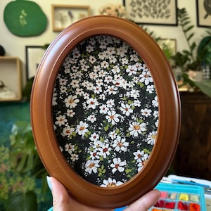 Original Daisy Gouache Painting: Vintage Framed Floral Art