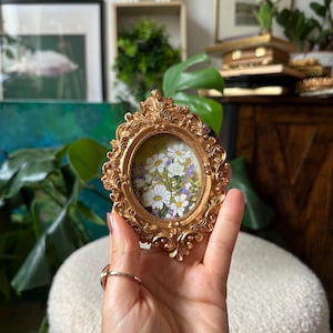 Framed Daisy Gouache Painting: Handmade Cottagecore Floral Art