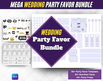 Mega Wedding Party Favor  Bundle, Party favor, Canva Party favor templates, Chip Bag Template, Wedding Party Mockups, Ring Pop Templates