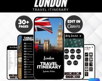 London Travel Itinerary Template: Printable Trip Planner (Digital Download)