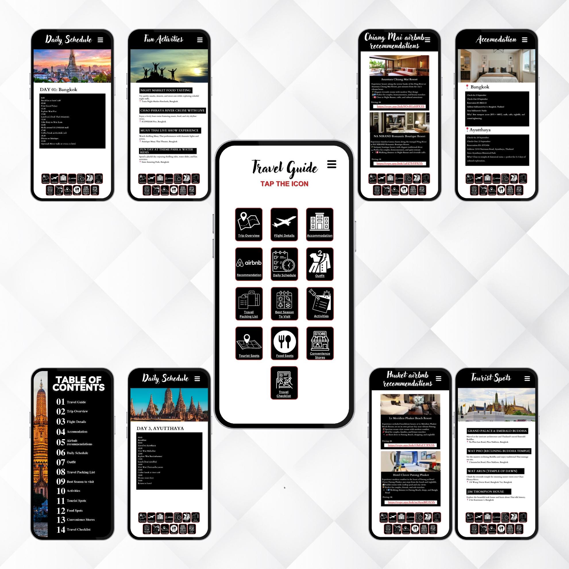 Editable Travel Itinerary Template: 45+ Page Digital + Printable Travel ...