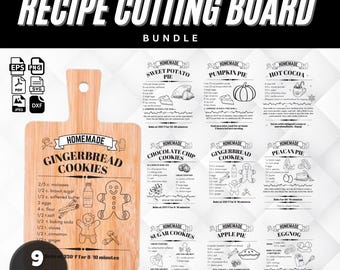 Recipe Cutting Board SVG Bundle, Kitchen Baking Designs (Digital Download)