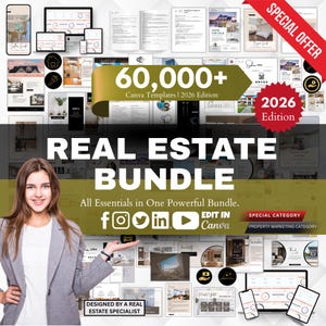Plantillas de marketing inmobiliario, folletos y redes sociales (descarga digital)