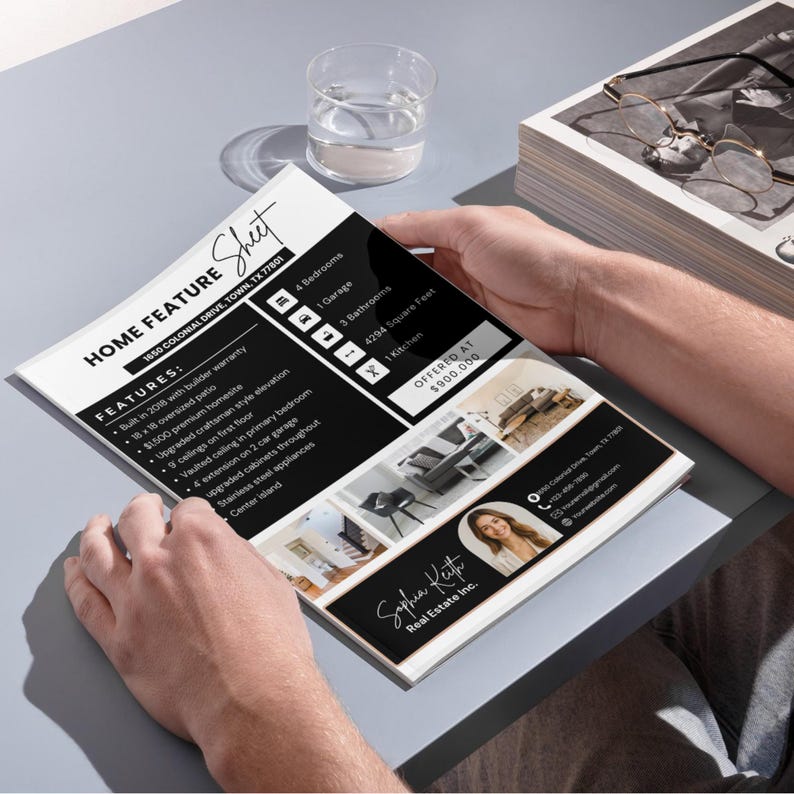 Modern Home Feature Sheet Template, Real Estate Flyer (canva Template ...