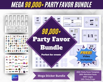 90+ Party Favor Mockups Bundle - Party Favor Mockup Bundle, Chip bag, Water Bottle Mockup, , Juice Pouch, Canva Frame Mockup Bundle