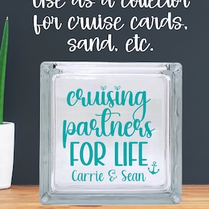 Custom Cruise Card Chip Holder, Bank, Sand Collector Glass Block Cruise Card Holder Cruise Personalized Home Decor for Cruise Lovers