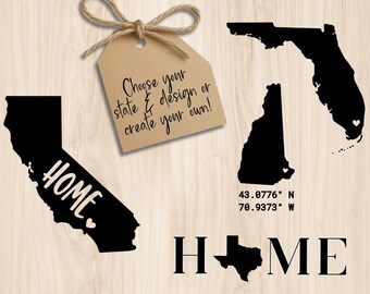 Custom State Vinyl Decal – Home State Sticker with Heart, Personalized Gift for Car, Custom State Sticker for Car, Yeti, Water Bottle,Laptop
