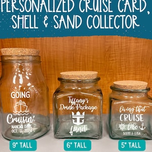 Custom Cruise Card Holder, Bank, Vacation Sand Collector, Glass Block Cruise Card Holder Cruise Personalized Home Decor for Cruise Lovers
