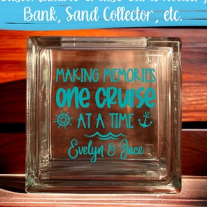Cruise Ship Card Holder Bank Vacation Sand Collector Glass Block Cruise Card Holder Cruise Personalized Home Decor for Cruise Lovers