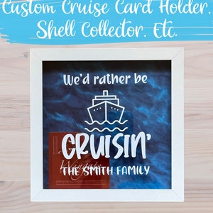 Porta-cartões de cruzeiro 8x8, caixa de sombra personalizada para lembranças de férias, decoração personalizada para casa para amantes de cruzeiros
