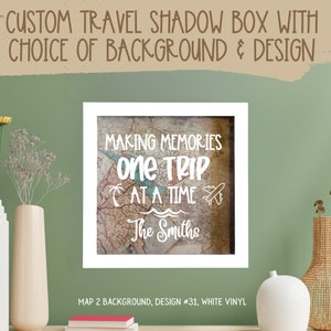 Personalized Travel Keepsake Shadow Box with Choice of Background, Design, Frame Color, Honeymoon Gift, Cruise Lovers Gift