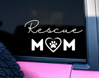 Rescue Mom Dog Car Decal | Rescue Decal | Dog Car Decal | Dog Lover Car Decal | Dog Lover Gift | Durable Decal for Cars, Trucks