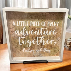 Personalized Travel Keepsake 12 x 12 or 8 x 8 Shadow Box with Choice of Background, Design, Frame Color, Honeymoon Gift, Cruise Lovers Gift