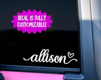 Custom Car Decals, Custom Vinyl Stickers, Custom Cursive Name Decals, Personalized Elegant Script Name Decal, Initials Decals