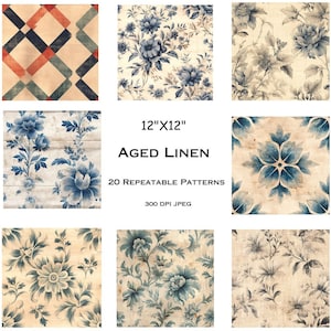 20 12&quot;x12&quot; Seamless Pattern Aged Linen 300 DPI
