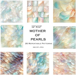 20 12&quot;x12&quot; Seamless Pattern Mother of Pearl 300 DPI