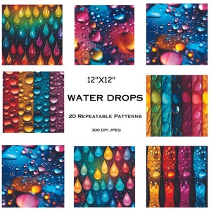 20 12&quot;x12&quot; Seamless Pattern Water Drops 300 DPI