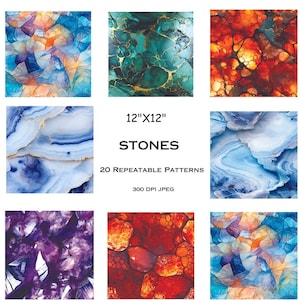 20 12&quot;x12&quot; Seamless Pattern Stones 300 DPI