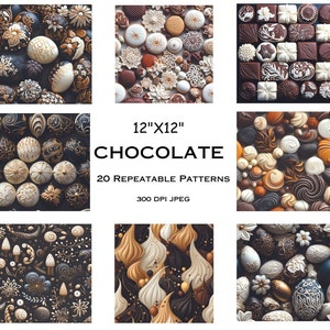 20 12&quot;x12&quot; Seamless Pattern Chocolate 300 DPI