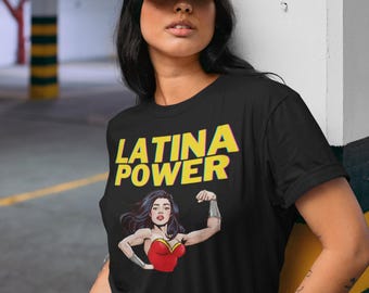 Latina Power T-Shirt: Retro Super Woman Graphic Tee