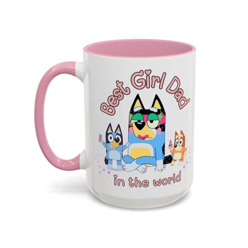 Girl Dad Bluey mug, best dad ever, Bluey mug, best daddy ever mug, girl dad mug, Fathers day gift from girl, Daddys girl, girl dad Pink