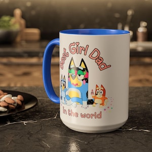 Girl Dad Bluey mug, best dad ever, Bluey mug, best daddy ever mug, girl dad mug, Fathers day gift from girl, Daddys girl, girl dad Cambridge Blue