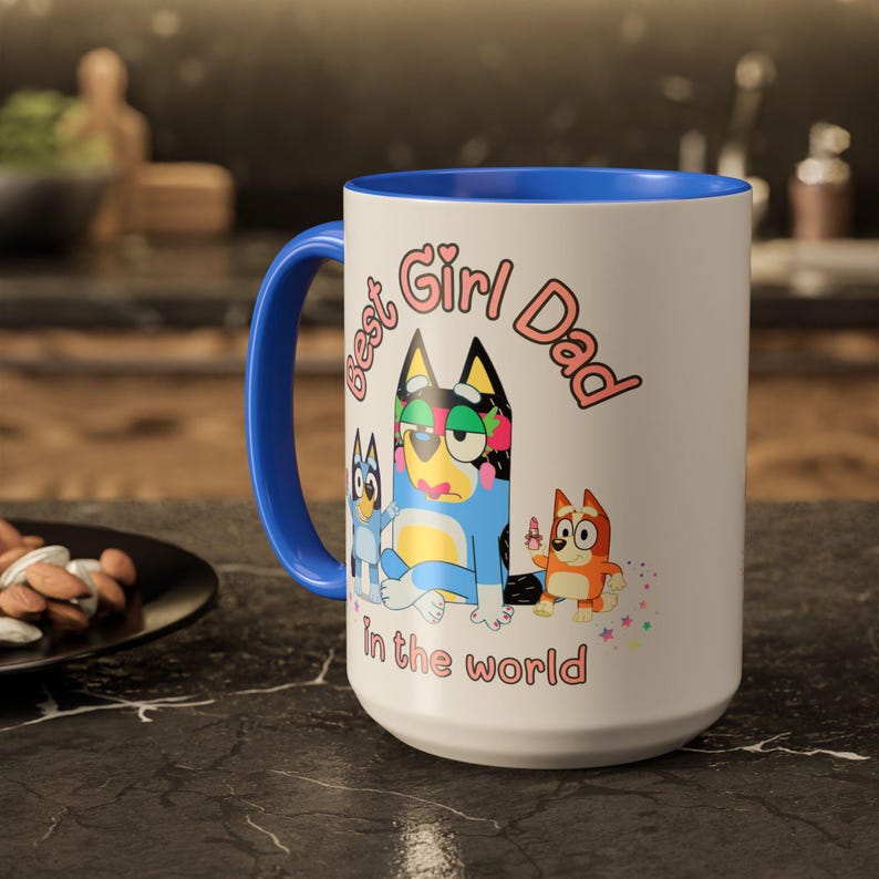 Girl Dad Bluey mug, best dad ever, Bluey mug, best daddy ever mug, girl dad mug, Fathers day gift from girl, Daddys girl, girl dad Cambridge Blue