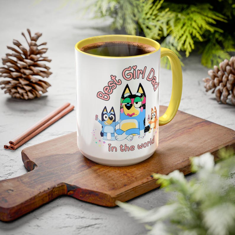 Girl Dad Bluey mug, best dad ever, Bluey mug, best daddy ever mug, girl dad mug, Fathers day gift from girl, Daddys girl, girl dad zdjęcie 3