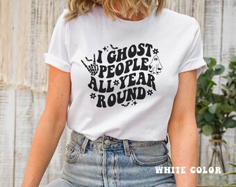 Funny Halloween Ghost Shirt: "I Ghost People" Comfort Colors Tee