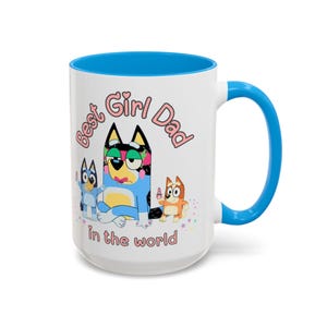 Girl Dad Bluey mug, best dad ever, Bluey mug, best daddy ever mug, girl dad mug, Fathers day gift from girl, Daddys girl, girl dad Light Blue