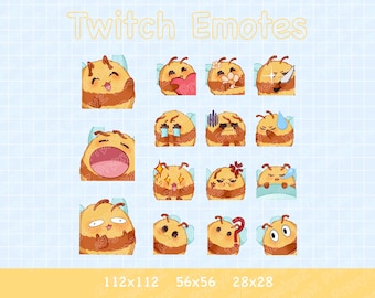 15 Cute Bee Twitch Emotes / Discord Emotes / YouTube Emotes | Bee Emotes in Original Size, 112x112, 56x56 and 28x28