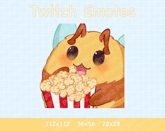 Cute Bee Pop Corn/ Twitch Animated Emote / Discord Emotes / YouTube Emotes | In Original Size, 112x112, 56x56 and 28x28