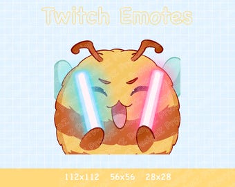 Cute Bee Light Sticks/ Twitch Animated Emote / Discord Emotes / YouTube Emotes | In Original Size, 112x112, 56x56 and 28x28