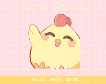 Cute Chicken Waving / Twitch Animated Emote / Discord Emotes / YouTube Emotes | In Original Size, 112x112, 56x56 and 28x28