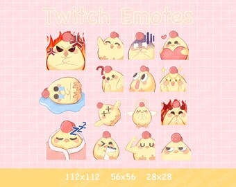 15 Cute Chicken Twitch Emotes / Discord Emotes / YouTube Emotes | Chicken Emotes in Original Size, 112x112, 56x56 and 28x28