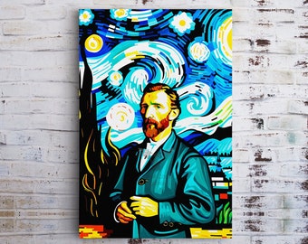 Vincent Van Gogh Druck Sternennacht Kunst auf Leinwand, Van Gogh Selbstporträt, gerahmt und ungerahmt, Impressionismus Fine Art,