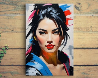 Schönes japanisches Frauen-Ölgemälde, weibliche Kunst gestreckte Leinwand, gerahmt und ungerahmt, orientalische Dame Dekor